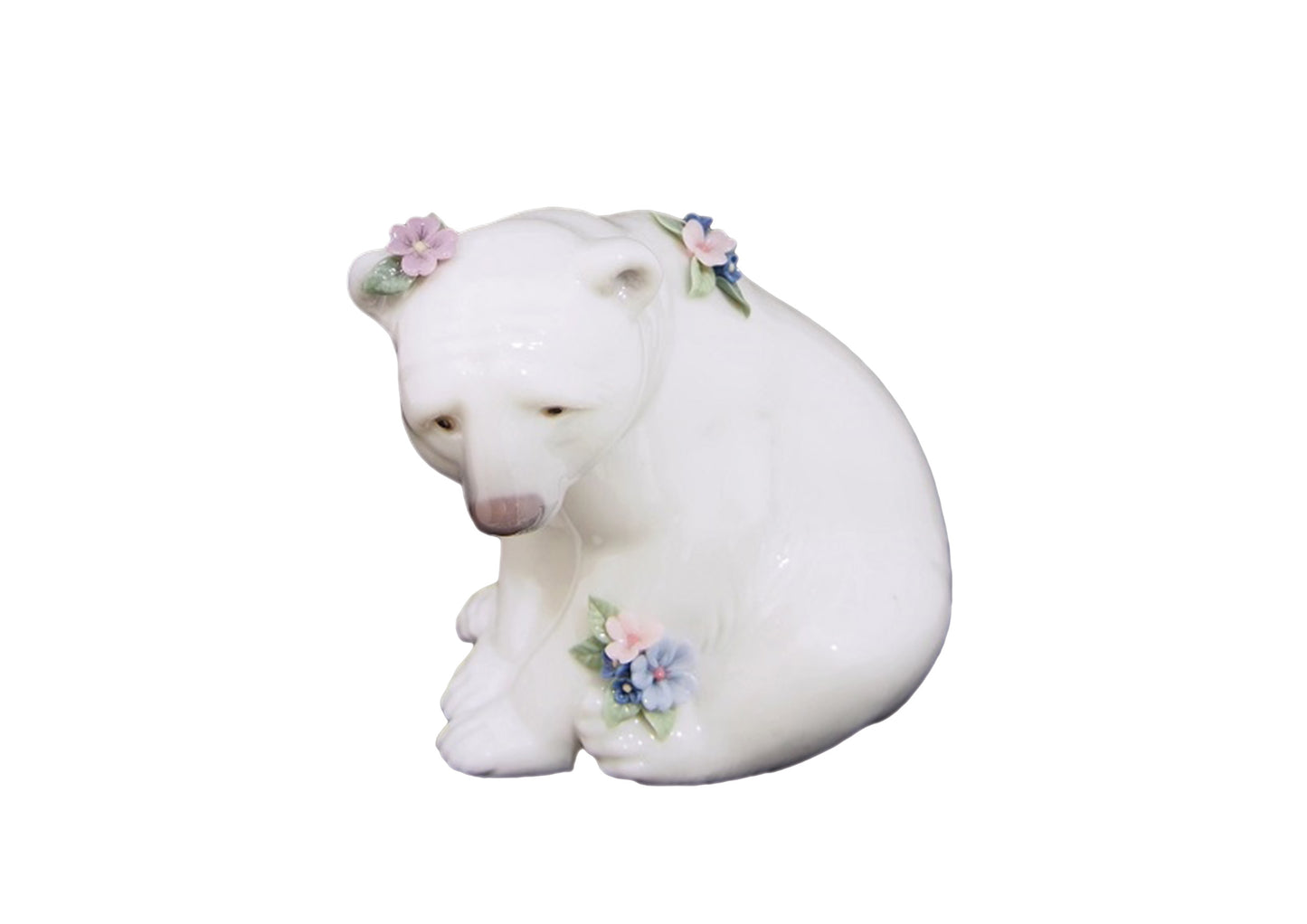 POLAR BEAR SEATED W/FLOWER