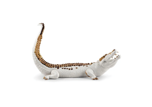 Crocodile Figurine. White and copper