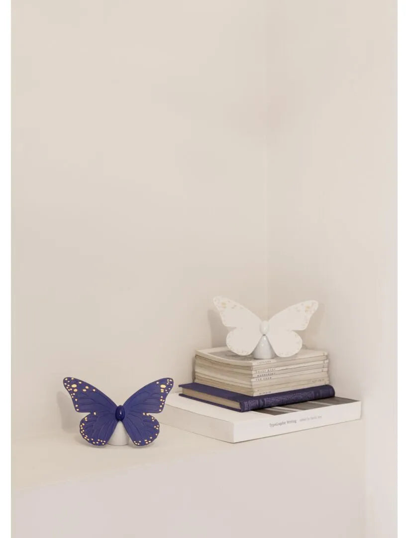 Butterfly Figurine. Golden Luster & Blue