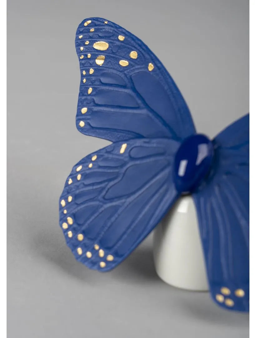 Butterfly Figurine. Golden Luster & Blue