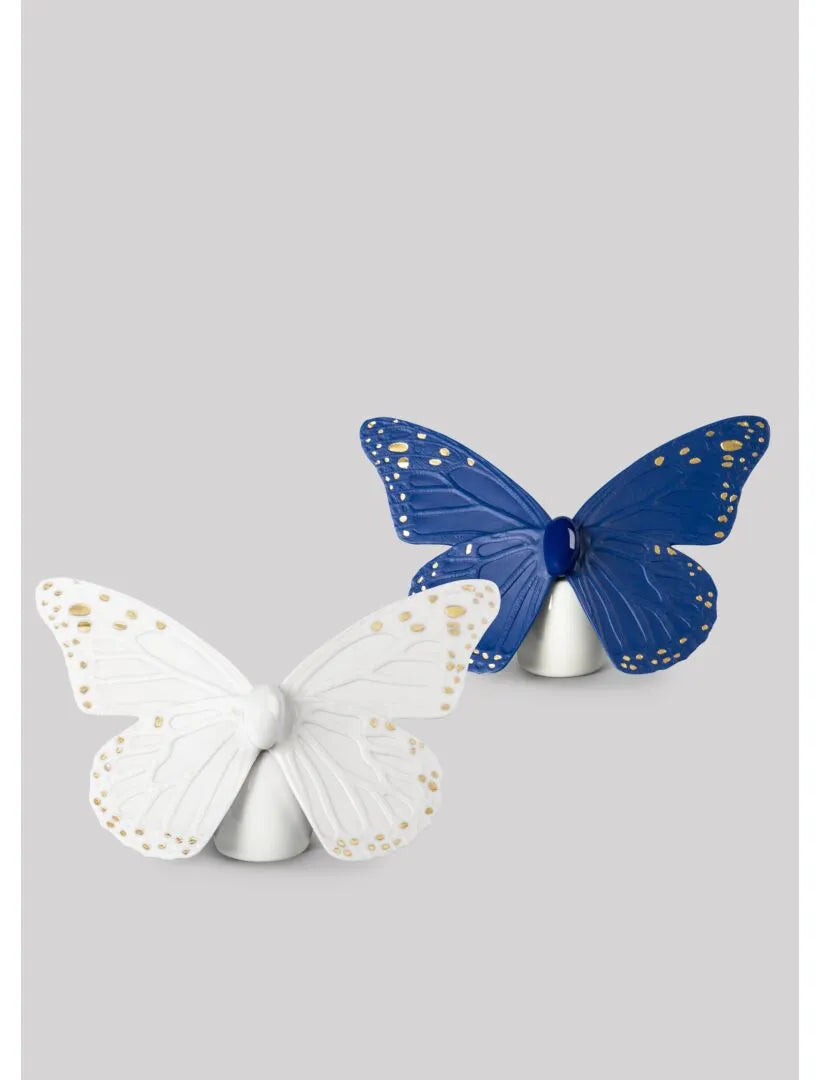 Butterfly Figurine. Golden Luster & Blue